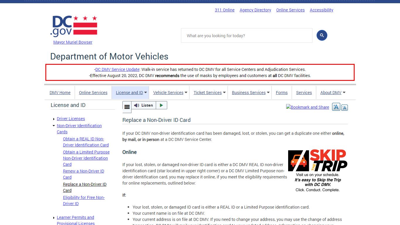 Replace a Non-Driver ID Card | dmv - Washington, D.C.